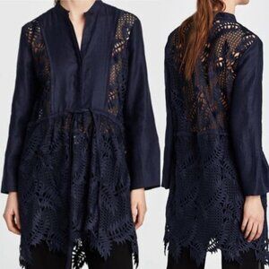 Zara Linen Eyelet Lace Tunic Dress